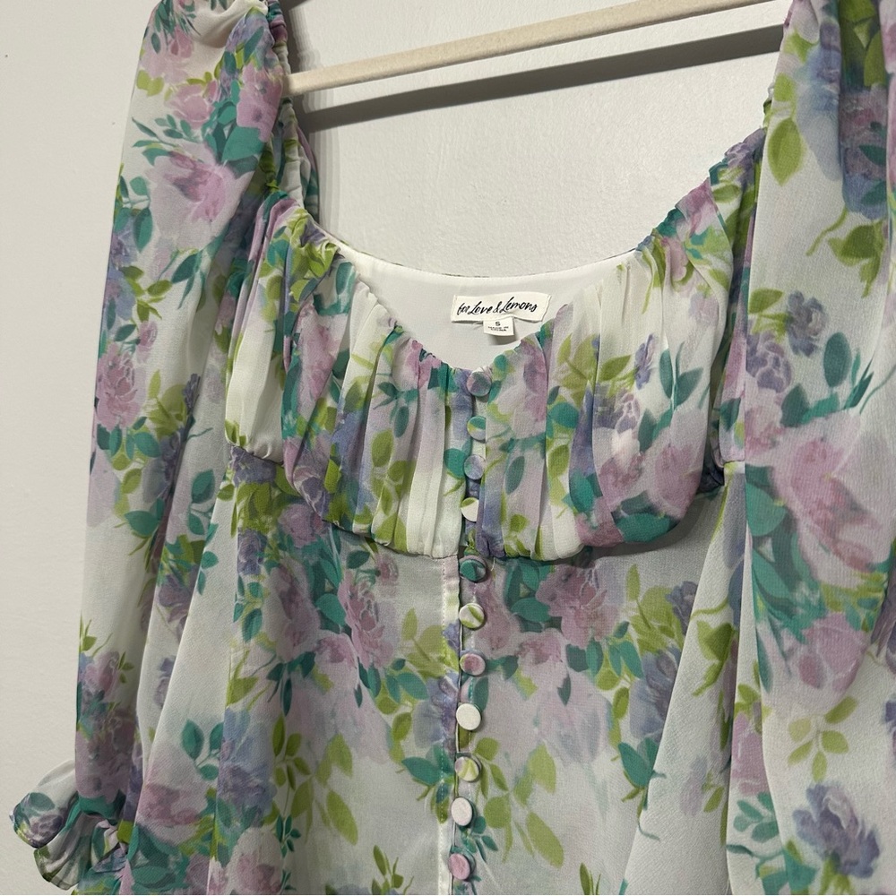 For Love and Lemons Meadow Blouse Lavender Small - Picture 8 of 10